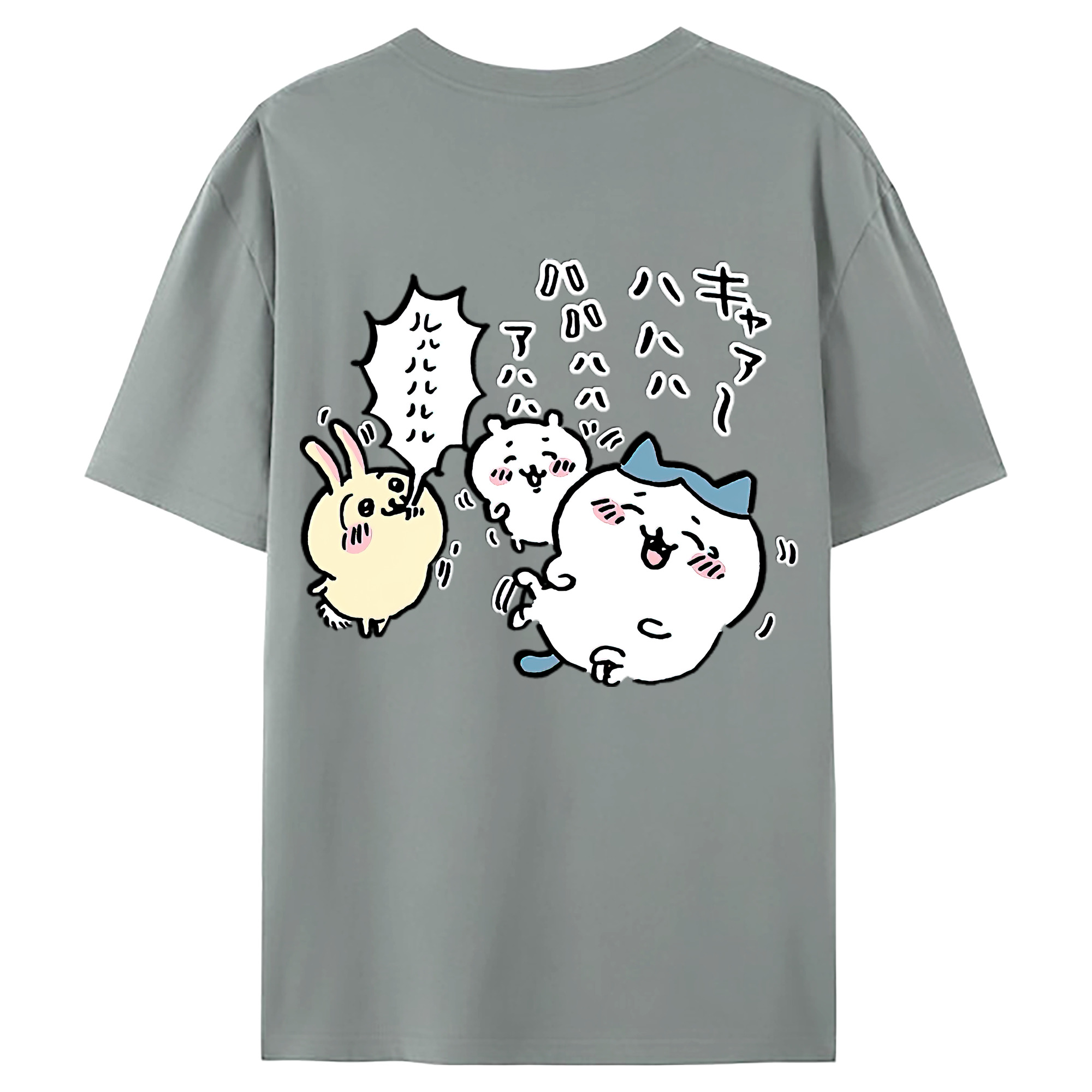 （画像用） ちいかわ うさぎ Chii-kawa usagi 綿100％ メンズ半袖Tシャツ（バックプリント） 通気性